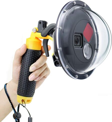 GEPULY Dome Port Lens for GoPro Hero 5 6 7 Black Hero (2018) | Dome Port with Waterproof Housing Case, Trigger, Floating Hand Grip, Built-in Switchable Red Filter and 10x Macro Filter in Kuwait