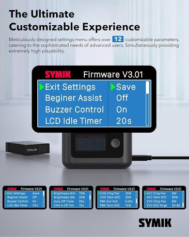 SYMIK Battery Charger for DJI Osmo 360 / Action 6 / Action 5 Pro/ 4/3 | 27W Triple Slots PD Fast Charging Case, Intelligent 5-in-1 LCD Two Way Charger Hub for DJI Osmo Battery & Xtra 360/ Edge/Pro in Kuwait