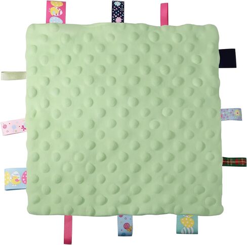 Entisn Tag Security Blanket 10x10 Minky Dot Lovey Green | Colorful Satin Tags For Sensory Play, Ultra-Soft Minky Dot Fabric, Compact Size Fits Diaper Bags, Machine Washable Easy Care in Kuwait