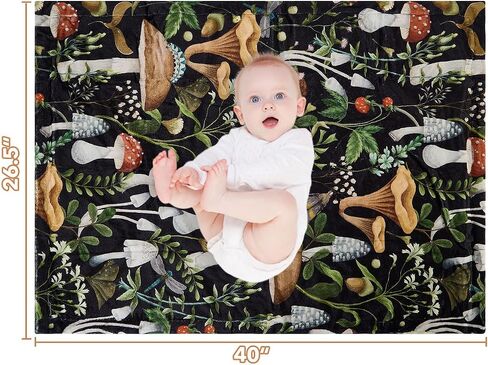 Mushroom Baby Blanket for Boys Girls Soft Fleece Minky Blanket with Dotted Backing Double Layer Newborn Toddler Blankie for Nursery Stroller Crib Gift to Son Nephew Grandson 26.5 * 40 in in Kuwait