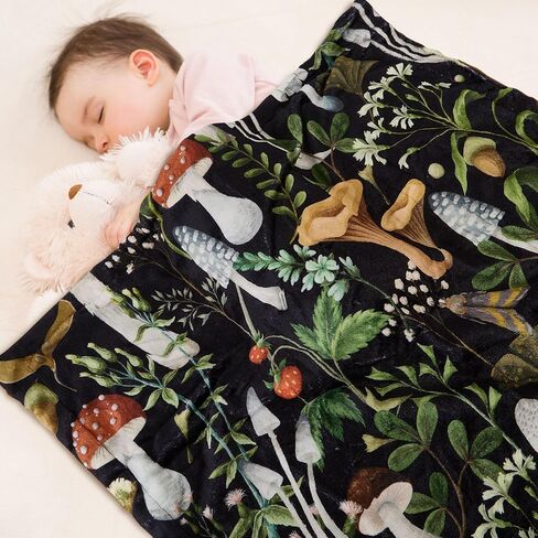 Mushroom Baby Blanket for Boys Girls Soft Fleece Minky Blanket with Dotted Backing Double Layer Newborn Toddler Blankie for Nursery Stroller Crib Gift to Son Nephew Grandson 26.5 * 40 in in Kuwait