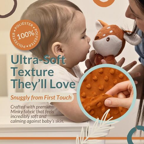 Baby Lovey Security Blanket Newborn - Plush Stuffed Animal with Pacifier Holder, Gender Neutral Baby Gift, Cozy Blanket for Boy & Girl Minky Dot in Kuwait