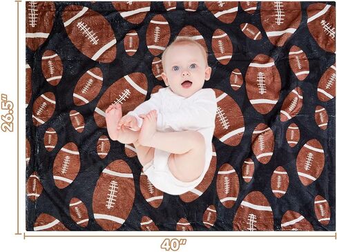 Football Baby Blanket for Boys Girls Soft Fleece Minky Blanket with Dotted Backing Double Layer Newborn Toddler Blankie for Nursery Stroller Crib Gift Ideas to Son Nephew Grandson 26.5 * 40 Inches in Kuwait