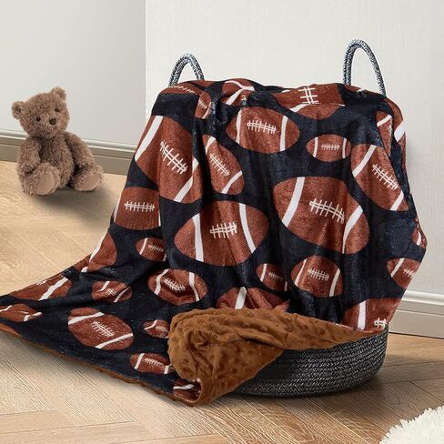 Football Baby Blanket for Boys Girls Soft Fleece Minky Blanket with Dotted Backing Double Layer Newborn Toddler Blankie for Nursery Stroller Crib Gift Ideas to Son Nephew Grandson 26.5 * 40 Inches in Kuwait
