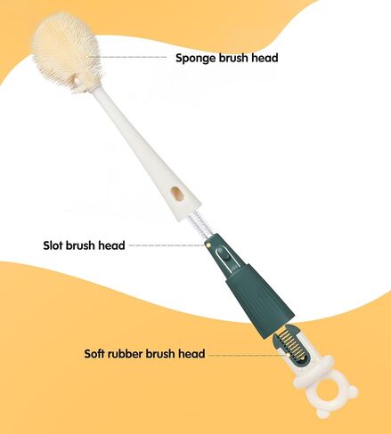 Long Handle Bottle Cleaning Brush Set, 4-in-1 Silicone Baby Bottle Cleaner Brush Kit, Multifunctional Water Bottles Washer for Travel, Baby Bottles, Breast Pump, Spout, Nipple & Straw in Saudi Arabia