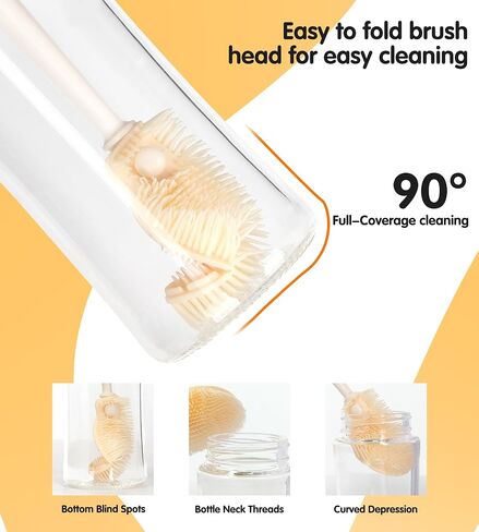Long Handle Bottle Cleaning Brush Set, 4-in-1 Silicone Baby Bottle Cleaner Brush Kit, Multifunctional Water Bottles Washer for Travel, Baby Bottles, Breast Pump, Spout, Nipple & Straw in Saudi Arabia