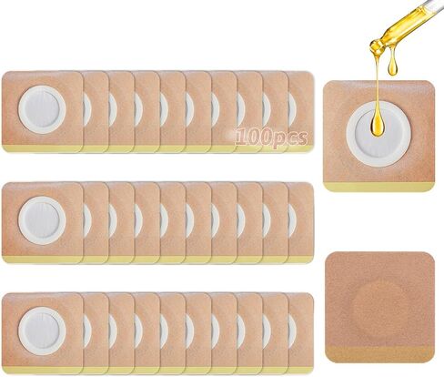 Belly Button Castor Oil Patch, 100 Pcs Disposable Belly Button Patches Organic Cotton Self-Adhesive Pads Cover for Castor Oil, Portable Breathable Anti Leakage Anti-Slip No Wash in Kuwait