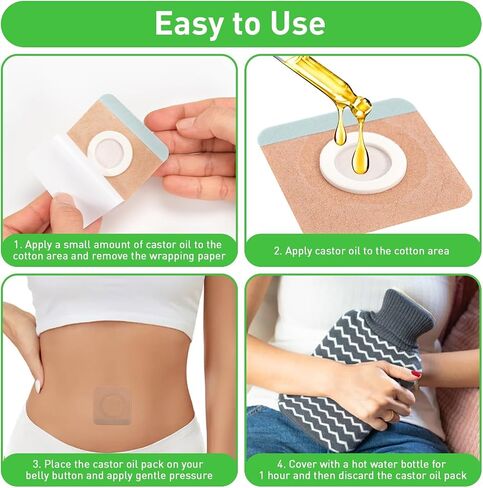 Belly Button Castor Oil Patch, 100 Pcs Disposable Belly Button Patches Organic Cotton Self-Adhesive Pads Cover for Castor Oil, Portable Breathable Anti Leakage Anti-Slip No Wash in Kuwait