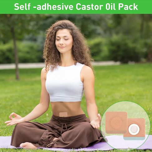 Belly Button Castor Oil Patch, 100 Pcs Disposable Belly Button Patches Organic Cotton Self-Adhesive Pads Cover for Castor Oil, Portable Breathable Anti Leakage Anti-Slip No Wash in Kuwait