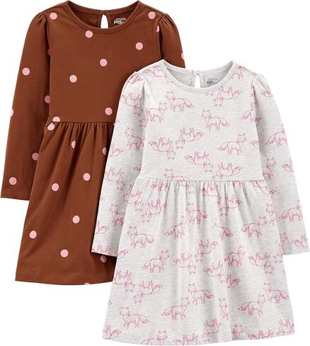 Simple Joys by Carter's Girls 2-Pack Long-Sleeve Dress Set in Kuwait