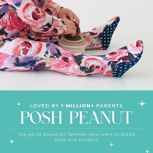 Posh Peanut Footie Pajamas for Baby Girls, Soft Viscose Derived from Bamboo | Footed Grips, True To Size Snug Fit, And Easy Care Wash, Ruffle Bodice With 2-Way Zipper for Easy Access, in Kuwait