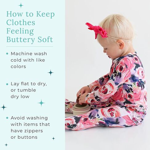 Posh Peanut Footie Pajamas for Baby Girls, Soft Viscose Derived from Bamboo | Footed Grips, True To Size Snug Fit, And Easy Care Wash, Ruffle Bodice With 2-Way Zipper for Easy Access, in Kuwait