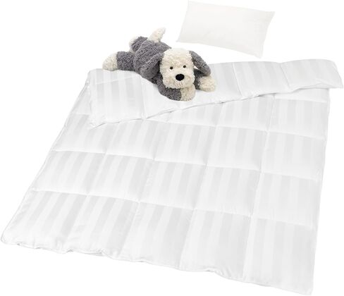 zzlamb Bamboo Toddler Comforter,Lightweight All Season Down Alternative Baby Quilt,Soft Kids Blanket Duvet Insert for Cribs,Breathable 100% Bamboo Fibers Shell Machine Washable,39x47in White Strip in Kuwait