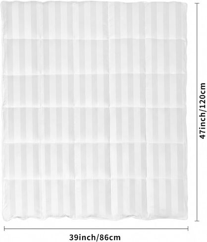 zzlamb Bamboo Toddler Comforter,Lightweight All Season Down Alternative Baby Quilt,Soft Kids Blanket Duvet Insert for Cribs,Breathable 100% Bamboo Fibers Shell Machine Washable,39x47in White Strip in Kuwait