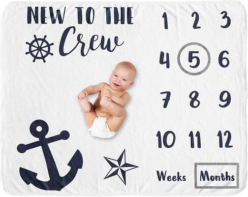Sweet Jojo Designs Sports Theme Boy Baby Milestone Blanket Newborn Monthly First Year Photo Growth Chart Infant Memory Gift Set Watercolor Vintage Soccer Balls Football Baseball Basketball Blue Stars in Kuwait