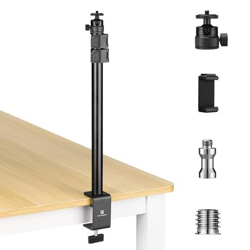 K&F CONCEPT 2-Pack Camera Desk Mount 16"-37" w/ 360° Ball Head & Phone Clip | Tabletop C-Clamp Adjustable Light Stand for DSLR, Ring Light, Webcam, Live Streaming, Online Teaching TD01 in Kuwait