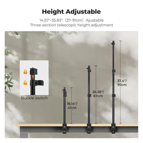 K&F CONCEPT 2-Pack Camera Desk Mount 16"-37" w/ 360° Ball Head & Phone Clip | Tabletop C-Clamp Adjustable Light Stand for DSLR, Ring Light, Webcam, Live Streaming, Online Teaching TD01 in Kuwait
