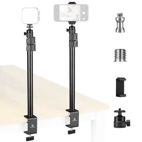 K&F CONCEPT 2-Pack Camera Desk Mount 16"-37" w/ 360° Ball Head & Phone Clip | Tabletop C-Clamp Adjustable Light Stand for DSLR, Ring Light, Webcam, Live Streaming, Online Teaching TD01 in Kuwait