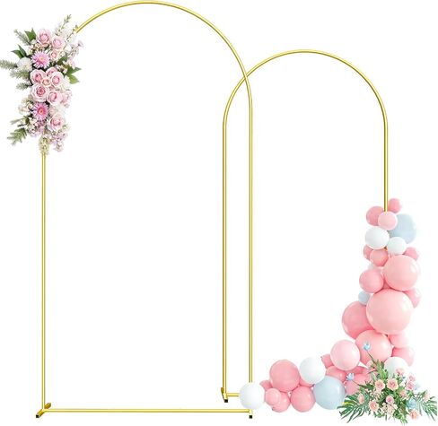 Metal Arch Backdrop Stand, 7.2FT+6FT Wedding Arch Frame, Gold Wedding Arch Backdrop Stand Set of 2, Balloon Arch Backdrop for Wedding Birthday Party Baby Shower Graduation Ceremony in Kuwait