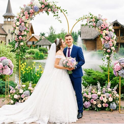 Metal Arch Backdrop Stand, 7.2FT+6FT Wedding Arch Frame, Gold Wedding Arch Backdrop Stand Set of 2, Balloon Arch Backdrop for Wedding Birthday Party Baby Shower Graduation Ceremony in Kuwait