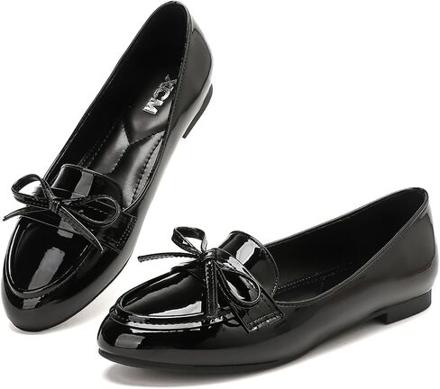 XCM Bow Loafers for Women Dressy Arch Support Round Toe | Comfortable Soft Leather Slip On Work Flats Shoes Business Casual Driving Penny Loafer in Kuwait