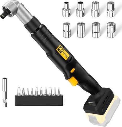 Cordless Right Angle 1/2'' Impact Wrench + 1/4''Driver fit for DeWALT 20v Max Battery 6 Variable Speeds 360 Degree Adjustable Head For Auto Service Plumbing & DIY Projects(Battery not included) in Kuwait