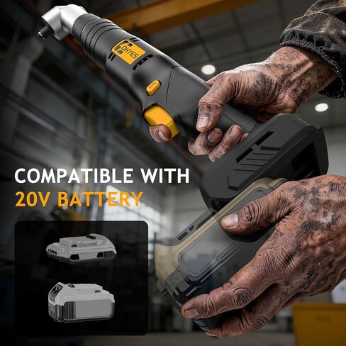 Cordless Right Angle 1/2'' Impact Wrench + 1/4''Driver fit for DeWALT 20v Max Battery 6 Variable Speeds 360 Degree Adjustable Head For Auto Service Plumbing & DIY Projects(Battery not included) in Kuwait
