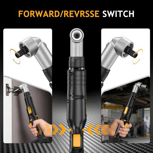 Cordless Right Angle 1/2'' Impact Wrench + 1/4''Driver fit for DeWALT 20v Max Battery 6 Variable Speeds 360 Degree Adjustable Head For Auto Service Plumbing & DIY Projects(Battery not included) in Kuwait