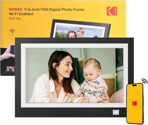 KODAK WiFi Digital Picture Frame, 11.6 Inch 1366 * 768 HD IPS Touchscreen Digital Photo Frame with 32GB Storage, Easy Setup to Share Photos or Videos, The Best Gift for Family and Friends in Kuwait