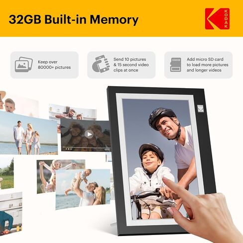 KODAK WiFi Digital Picture Frame, 11.6 Inch 1366 * 768 HD IPS Touchscreen Digital Photo Frame with 32GB Storage, Easy Setup to Share Photos or Videos, The Best Gift for Family and Friends in Kuwait
