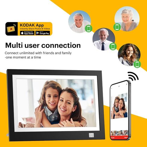 KODAK WiFi Digital Picture Frame, 11.6 Inch 1366 * 768 HD IPS Touchscreen Digital Photo Frame with 32GB Storage, Easy Setup to Share Photos or Videos, The Best Gift for Family and Friends in Kuwait