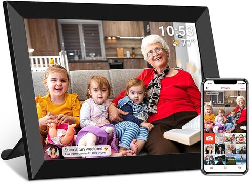 FRAMEO 10.1 inch 32GB Digital Picture Frame, IPS LCD Touch Screen, Auto-Rotate Easy Setup to Share Photos & Videos via Frameo from Anywhere, Gifts for Parents and Grandparents in Kuwait