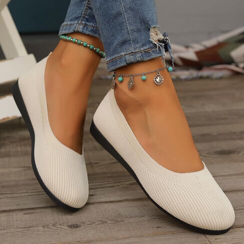 Women's Slip-On Ballet Flats Shoes Slip in Walking Free Up Arch Support Orthopedic Walking Sneakers Cushioned Shoes in Kuwait