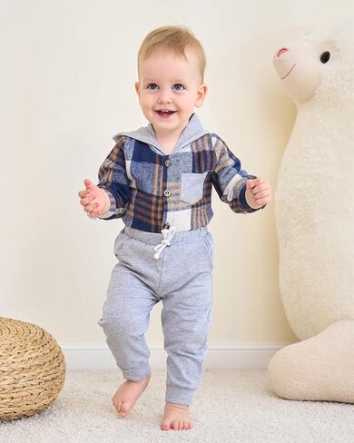 Renotemy Newborn Baby Boy Clothes Infant Boy Outfits Baby Hoodie Romper Fall Winter 0 3 6 9 12 18 Months Baby Clothes for Boy in Kuwait