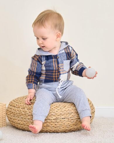 Renotemy Newborn Baby Boy Clothes Infant Boy Outfits Baby Hoodie Romper Fall Winter 0 3 6 9 12 18 Months Baby Clothes for Boy in Kuwait