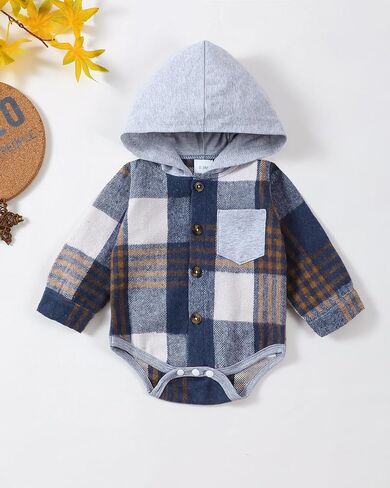 Renotemy Newborn Baby Boy Clothes Infant Boy Outfits Baby Hoodie Romper Fall Winter 0 3 6 9 12 18 Months Baby Clothes for Boy in Kuwait