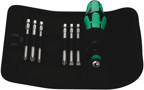 Wera - 5059298001 KK 40 Kraftform Bitholding Screwdriver and 3 1/2-Inch Bit Pouch Set, 7-Piece in Kuwait