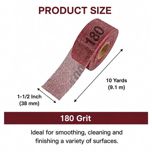 HYDRO MASTER Plumber's Open Mesh Sanding Cloth, 180 Grit Abrasive Mesh Roll, 1-1/2 Inch x 10 Yards, Flexible Wet Dry Sanding Mesh for Copper Pipe, Plumbing, Metal & PVC in Kuwait