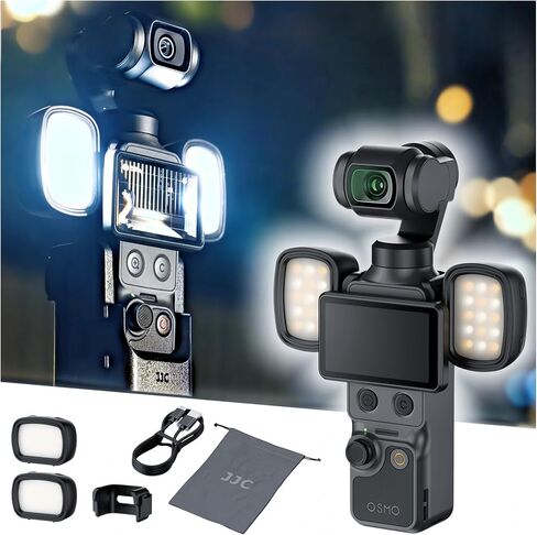 JJC 2Pcs Pocket 4 LED Light for DJI Osmo Pocket 4,Lightweight Rechargeable | Magnetic Mini Video Light w. Storage Bag,3 Color Modes / Brightness Levels for Selfie Vlog Recording Lightweight in Kuwait