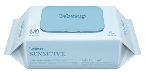 BEBESUP- Korea’s #1 Signature Baby Wipes - Hypoallergenic Water-based Unscented Alcohol-Free Ultra-Thick Super Seed Extracts Organic Plant-Based for sensitive skin Flip-Top 560 Count (8 Packs) in Kuwait