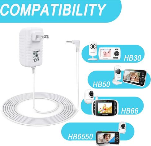10FT Baby Monitor Charger Cable for HelloBaby HB66, HB50, HB6550,HB6560,HB6339, HB6336, HB6250, HB40 Baby Monitor K05S050100U,5V Replacement Charging Cable Power Extension Cable in Kuwait
