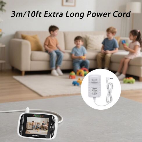 10FT Baby Monitor Charger Cable for HelloBaby HB66, HB50, HB6550,HB6560,HB6339, HB6336, HB6250, HB40 Baby Monitor K05S050100U,5V Replacement Charging Cable Power Extension Cable in Kuwait