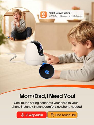Tenda CP3 Pro 2K Indoor Security Camera with WiFi 6 & AI Baby/Pet Detection – Baby Monitor, Pet Camera for Home, One-Touch Calling, Night Vision, Military-Grade Encryption, No Subscription Needed in Kuwait
