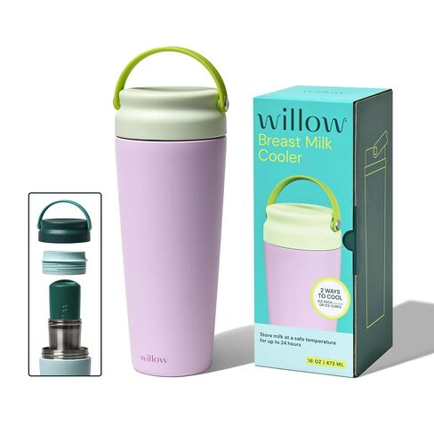 Willow 25oz Portable Breastmilk Cooler - Stainless Steel - Alabaster | Keeps breast milk cold for 24 hours, use with included ice pack or ice cubes, breastfeeding essentials, dishwasher safe in Kuwait