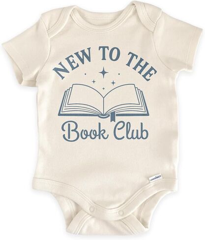 New To The Book Club Baby Bodysuit, Bookish Newborn (0-3 Months, Natural) | Book Lover Baby Gift, Open Book Graphic, Future Bookworm Outfit, Storytime Baby Shower, Reading Keepsake Photo Prop in Kuwait