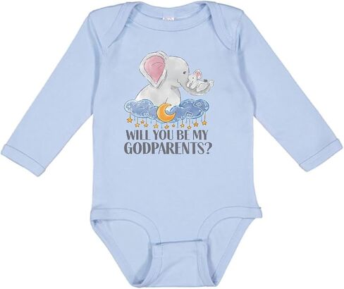 inktastic Will You Be My Godparents Cute Elephants Moon and Long Sleeve Creeper in Kuwait