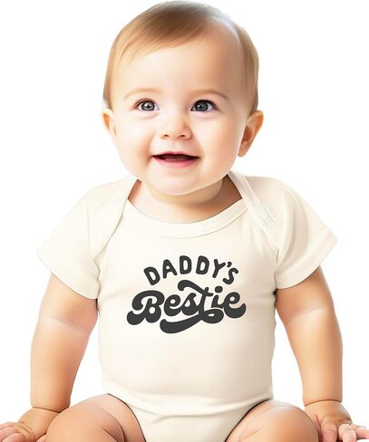 Olive Loves Apple Daddy's Bestie Baby Bodysuit for Girls and Boys Trendy Retro Dad's Best Friend One-Piece in Kuwait