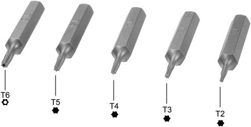 uxcell Torx Bits Set 5pcs 5/32 Inch Hex Shank T2 T3 T4 T5 T6 Screwdriver Bit Set 28mm Length S2 Screw Driver Kit Tools in Kuwait