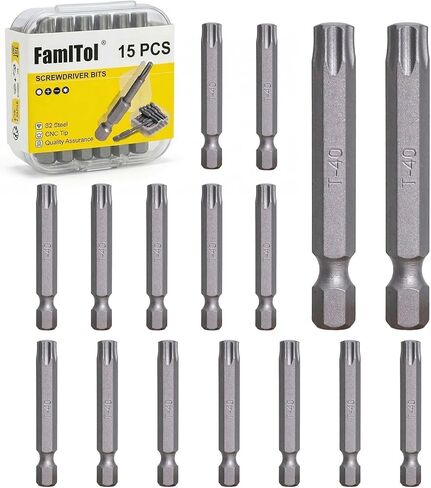 T20 Torx Bit Set, 18 PCS, 2 Inch | S2 Steel, High Torque Star Impact Driver, 1/4" Hex Shank Magnetic, Furniture Assembly, Home DIY, Cabinet Hardware in Kuwait