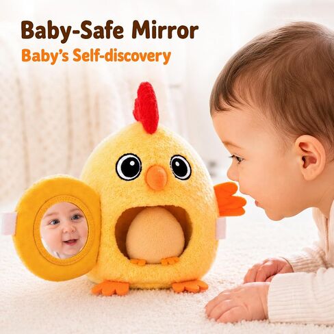 Tiny Wonders Baby Plush Soft Rattle Toy 3-6-12M, Newborn Farm Stuffed Chick | Infant Sensory Barn Animal Hen Egg House Toy Set, 1st Birthday Gift Shower Basket Stuffer 12-18 Month 0 1 Yr Toddler Boy Girl in Kuwait
